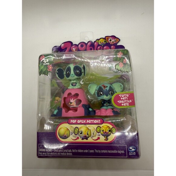 2010 Zoobles Spring to Life Tutu 071 & Tabitha 072 POP OPEN ACTION PETAGONIA NIB - Picture 4 of 7
